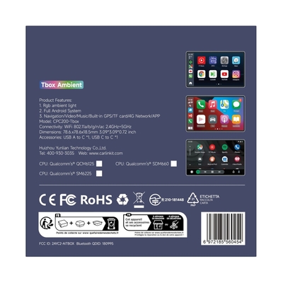 Andriod Box TBox-Ambient Dongle Android 13 SM6225 Wireless Android Auto Car Play 64GB FOTA Upgrade SIM TF Ai Box For YouTube Netflix