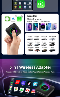 Multi Media New Cpc200 Tbox Ambient Usb 128 Gb Sim Tf Card Slot Wireless Mouse Remote Control Car Play Box Carplay Ai Android 13 SDM660
