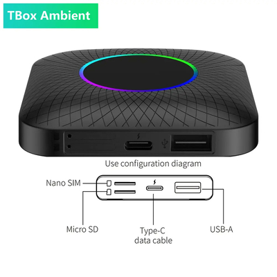 Cpc200 Tbox Ambient Usb Tbox Ambient Android 13.0 CarPlay Ai Box Sim Tf Card Slot Wireless Mouse Remote Control Car Play Box