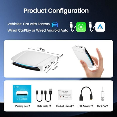 Tbox UHD Android 13 CarPlay AI Box 4K HD Video Output Online Video FOTA UHD TVBox SM6225 4Gb Adapter