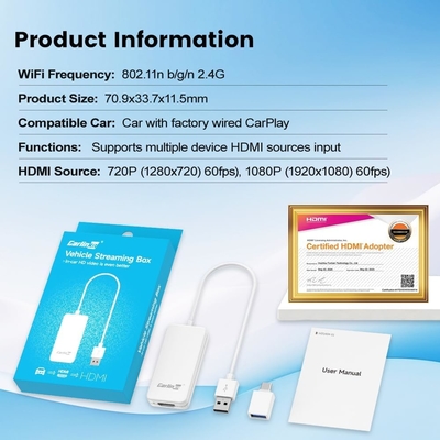 HD2CP Carplay to HDMI Adapter Conversion Box Dongle Multi Media Car Fire TV Stick Mate Video Input 1080P
