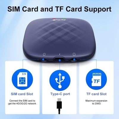 Wired to Wireless Adapter Carplay tbox plus Smart Magic Box Car Ai Box 8-Core 4g 64g  Wifi GPS  Android 13 with  Youtube & Netflix