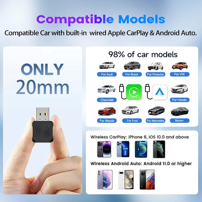 5.8GHz WiFi Frequency Dual core 1.0GHz MIPS CPU Mini Ultra Adapter for Carplay Android Auto Steering Wheel Control USB AI Box