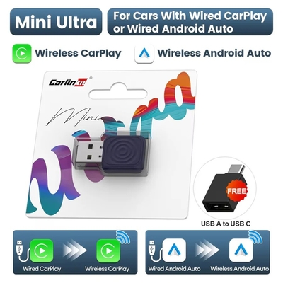 5.8GHz WiFi Frequency Dual core 1.0GHz MIPS CPU Mini Ultra Adapter for Carplay Android Auto Steering Wheel Control USB AI Box