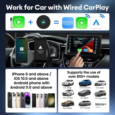 Carplay Android Auto Car Universal Carplay Adapter Plug and Play Hd2Cp Pro Cars TV with CortexTM-A7 core 900MHz CPU