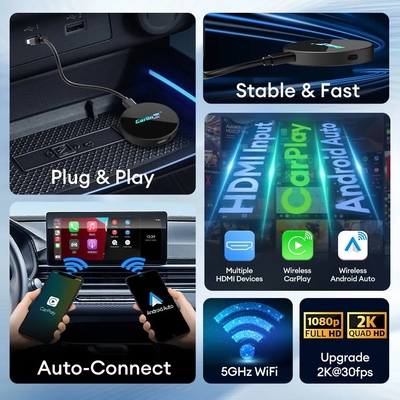 HD2CP Pro Wireless Adapter Carplay Android Auto to Hdmi Video Input Conversion Box Compatible with CarPlay Wired Cars