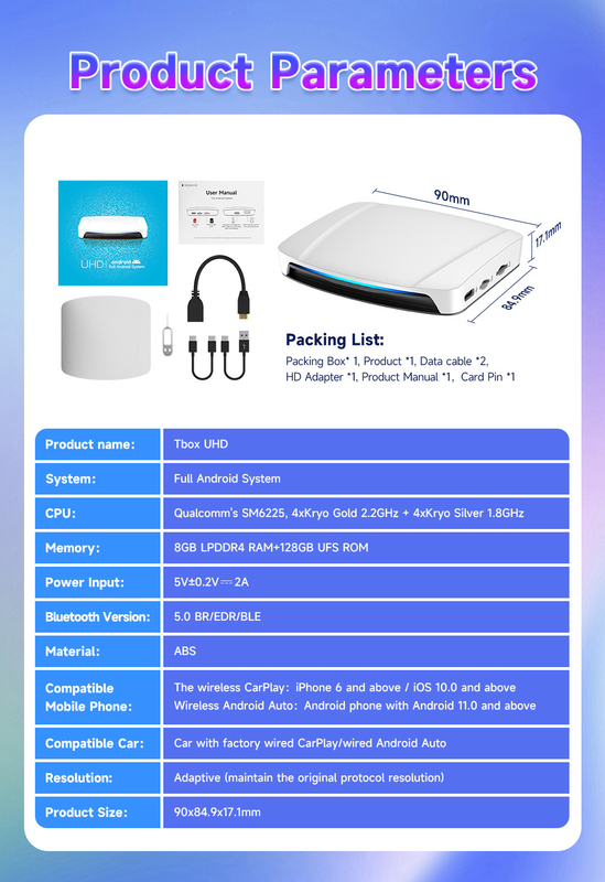 Wired Carplay And Android Auto To Tbox Youtube Netflix Car Multimedia Play Carlink TBox UHD HDMI Wireless Ai Box