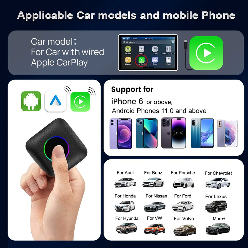 Multi Media  Cpc200 Tbox Ambient Usb Adapter 8G 128Gb Up To 512Gb Android 13 SDM660 Wireless Carplay Ai Tv Box Dongle Youtube Netflix