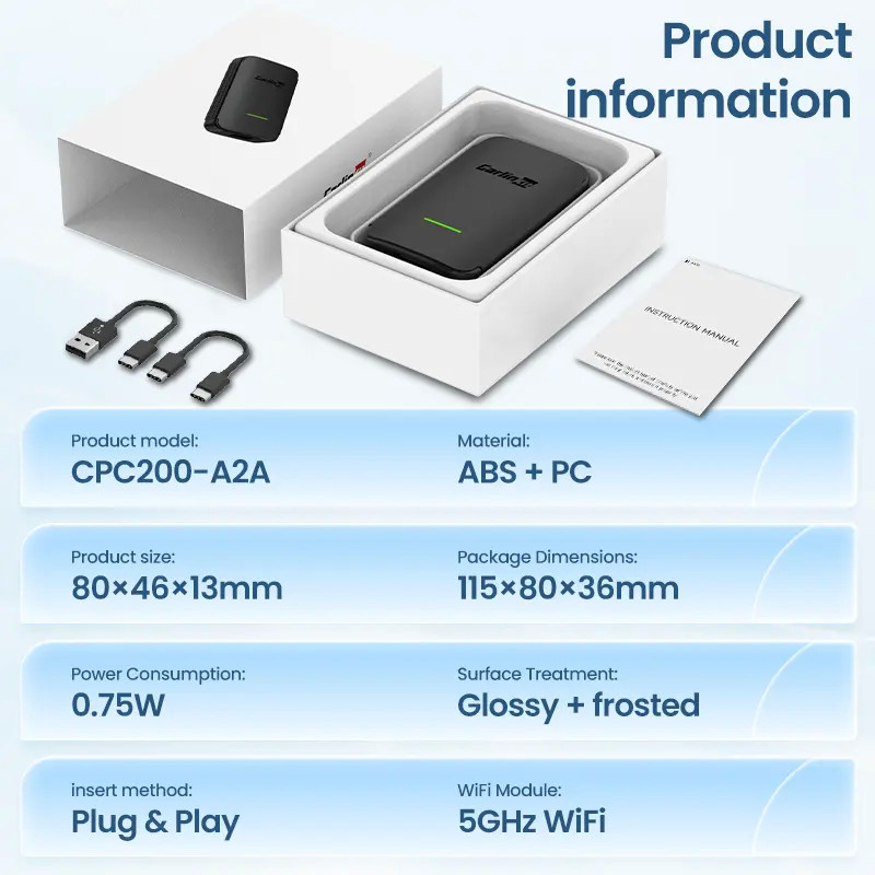 CPC200-A2A Wired To Wireless Android Auto Adapter Compatible 98% Car Models Carplay
