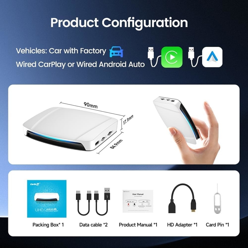 Tbox UHD USB HDMI Port 8G 128Gb SDM660 Android 13 CarPlay Video Ai Box Wireless Adapter For Wireless Youtube Netflix