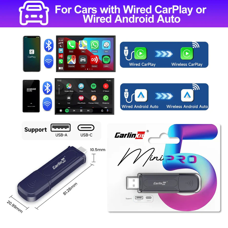 Wired To Wireless Mini SE Pro Ai Smart Box Wireless Adapter Carplay  Android Auto Wireless Carplay Dongle