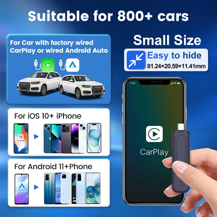 Wired To Wireless Adapter Carplay And Android Auto  Mini SE Pro Automatic Connection Dongle